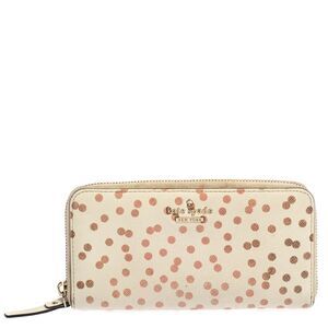 Kate Spade White/red Polka Dots Zip Around Wallet